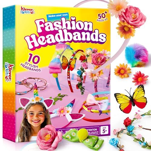 Klever Kits Headband Making Kit for Girls - Make Your Own Fashion Headbands - DIY Hair Accessories Set, DIY Arts and Crafts Gifts for 5 6 7+ Year Old