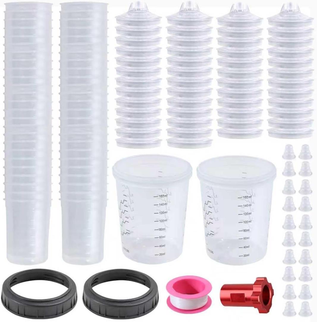 Disposable Paint Gun Cup, HVLP Paint Sprayer Gun Mixing Cups (6 Ounce)