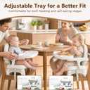 Booster Seat for Kitchen Chair, 3-in-1 Foldable & Portable Booster Seat with Tray, Extra Dishwasher-Safe Tray, Safety Straps for 618M (Up to 30 lbs), for Dining Table, Travel & Camping, Gray