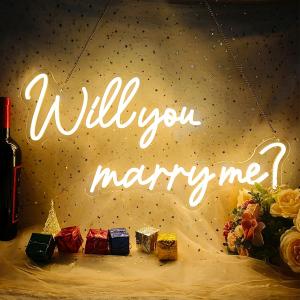 Will You Marry Me Neon Sign Large, Remote Dimmer Will You Merry Me Led Sign for Engagement Party Decor, Romantic Marry Me Sign for Proposal Wedding Decor, 23.2X12.5 Inch, Warm White