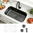 HLBLFY 31 Inch Black Undermount Kitchen Sink Large Corner