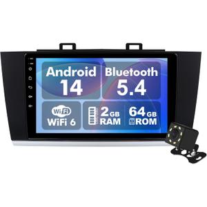 Android 14 Car Radio for 2+64G Subaru Outback Legacy 2015-2018 9'' 1280 * 720 Touchscreen Car Stereo with Carplay Android Auto Backup Camera Mirror Link GPS Navigation WiFi 6 Bluetooth 5.4 FM SWC