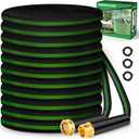 Garden Hose 100ft, Non-Expanding, Lightweight, Leak-Proof Metal interface, No-Knots, Portable, Wear-Resistant, Sturdy, Flexible, Water Hose for Yard, Garden, Black Green