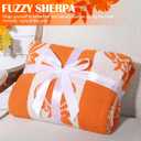 Buryeah Thanksgiving Pumpkin Knit Throw Blanket, 50 x 60 Inch Orange and White Reversible Pumpkin Knitted Throw Blanket, Cozy Lightweight Soft Fall Autumn Gift for Couch Sofa Bed Travel