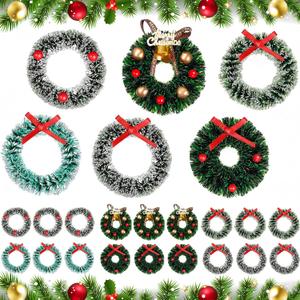 18 Pieces Dollhouse Miniature Christmas Wreath - Holiday Festival Decorations, Hanging Farmhouse Xmas Tree Decor, Mini Wreaths for Dollhouse Accessories