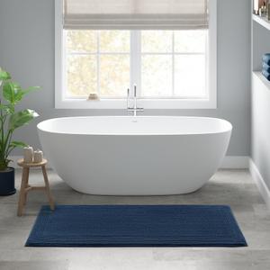 Madison Park Splendor Reversible 100% Cotton Tufted Bathroom Rug-3000 GSM Hotel Quality Luxurious Plush Medium Pile Bath Mat Absorbent, Quick Dry, Shower Room Dcor, 24x72 Navy (6' x 2' (Rectangular), Navy)