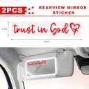 PKOLSFE 2PCS Trust in God Rearview Mirror Sticker, Self-Affirmation Christian Car Mirrors Decal with Heart, Waterproof PET Decal Religious Rearview Mirror Decor for Auto Window Laptop (Red)