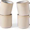 famiware Coffee Mug Set for 4, Star 16 oz Catering Mugs Cup Set with Handle for Coffee, Tea, Cocoa, Milk - Ceramic Stoneware Drinkware Set, Cappuccino White