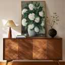 InSimSea Golden Framed Vintage Canvas Wall Art Still Life With White Hydrangeas In A Caramic Vase Painting 24x36in, Flowers Floral Botanical Print LivingRoom Art Home Wall Decor Bedroom Bathroom
