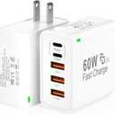 2Pack USB C Fast Charger Block, Total 60W 5-Port USB C Wall Charger 30W Type C Charging Block, 2USB C+3USB A PD 3.0 Multiport Charging Cube for iPhone 17 16 15 14 Pro Max, G-alaxy S26 S25 Ultra, i Pad