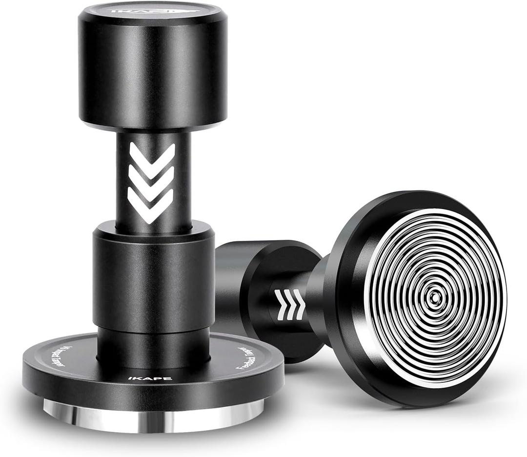 IKAPE 58.35MM V6 Impact Espresso Tamper with Sound Feedback, 15lb/30lb Interchangeable Springs, Espresso High Tamper with Triple-spring System, Fits Over 58mm portafilters