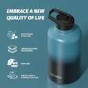 64oz Insulated Water Bottle (Cold for 48 Hrs),BPA Free&Leak Proof,Half Gallon Stainless Steel Water Flask,Water Jug with Straw Spout Lids for Gym,Hiking,Camping,Black Blue