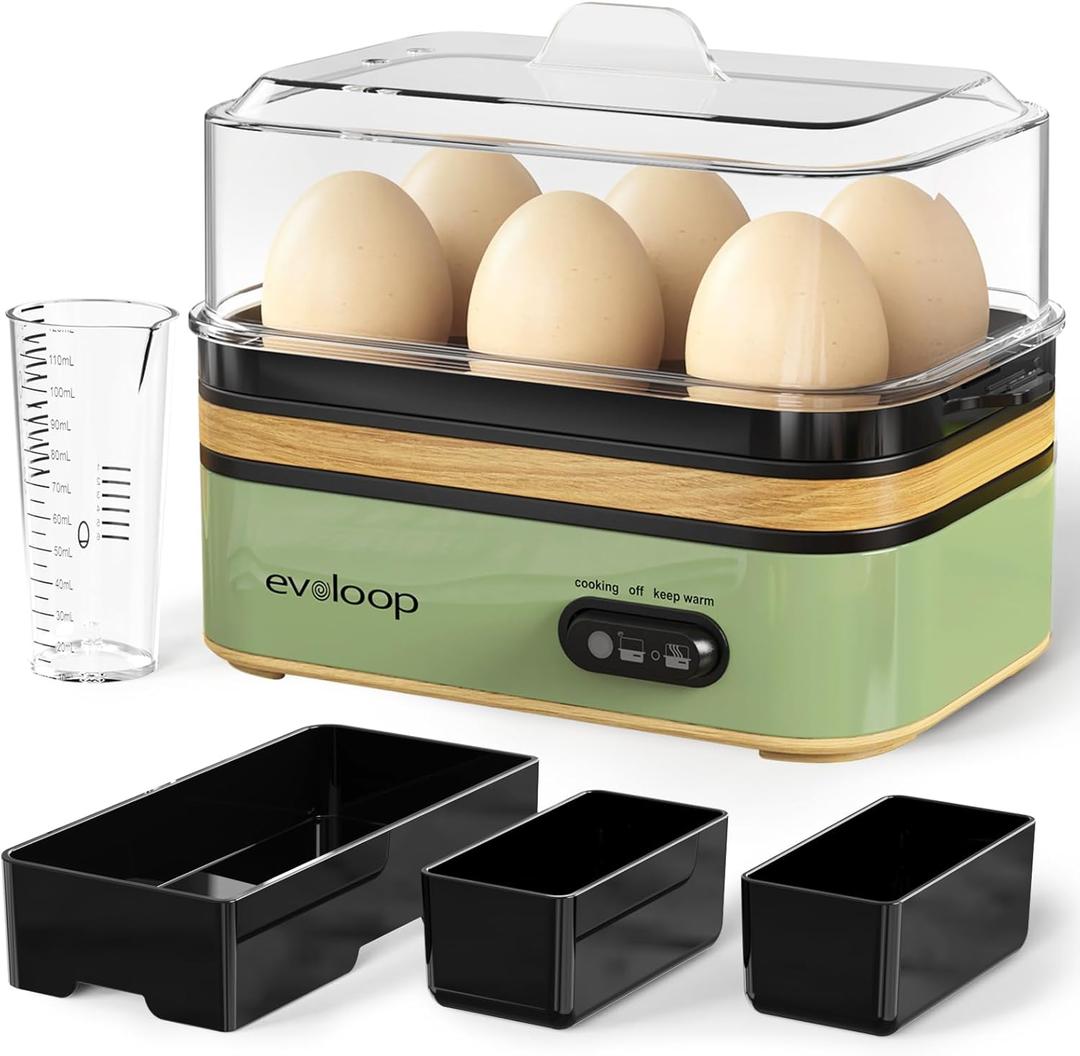 Rapid Egg Cooker Electric 6 Eggs Capacity, Soft, Medium, Hard Boiled, Poacher, Omelet Maker Egg Poacher With Auto Shut-Off, BPA Free (Green) (Retro Green)