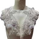 1 Pair of Handmade Rhinestone Appliques,26.5 * 18cm White Applique for Dress Wedding,Banquet Evening Gown,Photograph Shot Sewing Rhinestone Patches(White)
