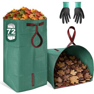 Yard Waste Bags 2-Pack 72 Gallon, Reusable Leaf Collector, Self-Standing Leaf Bags with Reinforced Handles, Collapsible Dustpan-Type Garden Bag for Leaves, Grass, Debris, and Outdoor Cleanup YoJinXtra