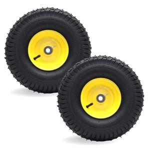 (2 Pack) AR-PRO Exact Replacement 15" x 6.00-6" Front Tire and Wheel Assemblies for John Deere Riding Mowers - Compatible with John Deere 100 and D100 Series - 3” Centered Hub and 3/4” Bushings