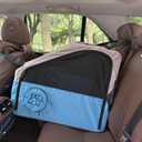 Large Portable Pet Crate for Car Travel, 24"x22"x25" Foldable Dog & Cat Carrier with Secures Seatbelt & Headrest Strap, Oxford Soft-Sided Pet Kennel with Bed for Medium & Pet