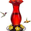 Hummingbird Feeder for Outdoors Hanging, 18 OZ Humming Birds Feeders with 6 Bee Guard Feeding Ports & Built-in Ant Moat, Easy to Clean, Durable Outdoor Garden Decor (Red 1 Pack-C)