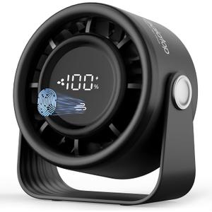 Gaiatop Small Desk Fan Rechargeable, Quiet Personal Table Fan, Touch Control Display, 360 Tilt, 5-Speed Strong Wind, 4000mAh Battery, Small Fans for Bedroom Dorm Office, Gifts for Women Men, Black