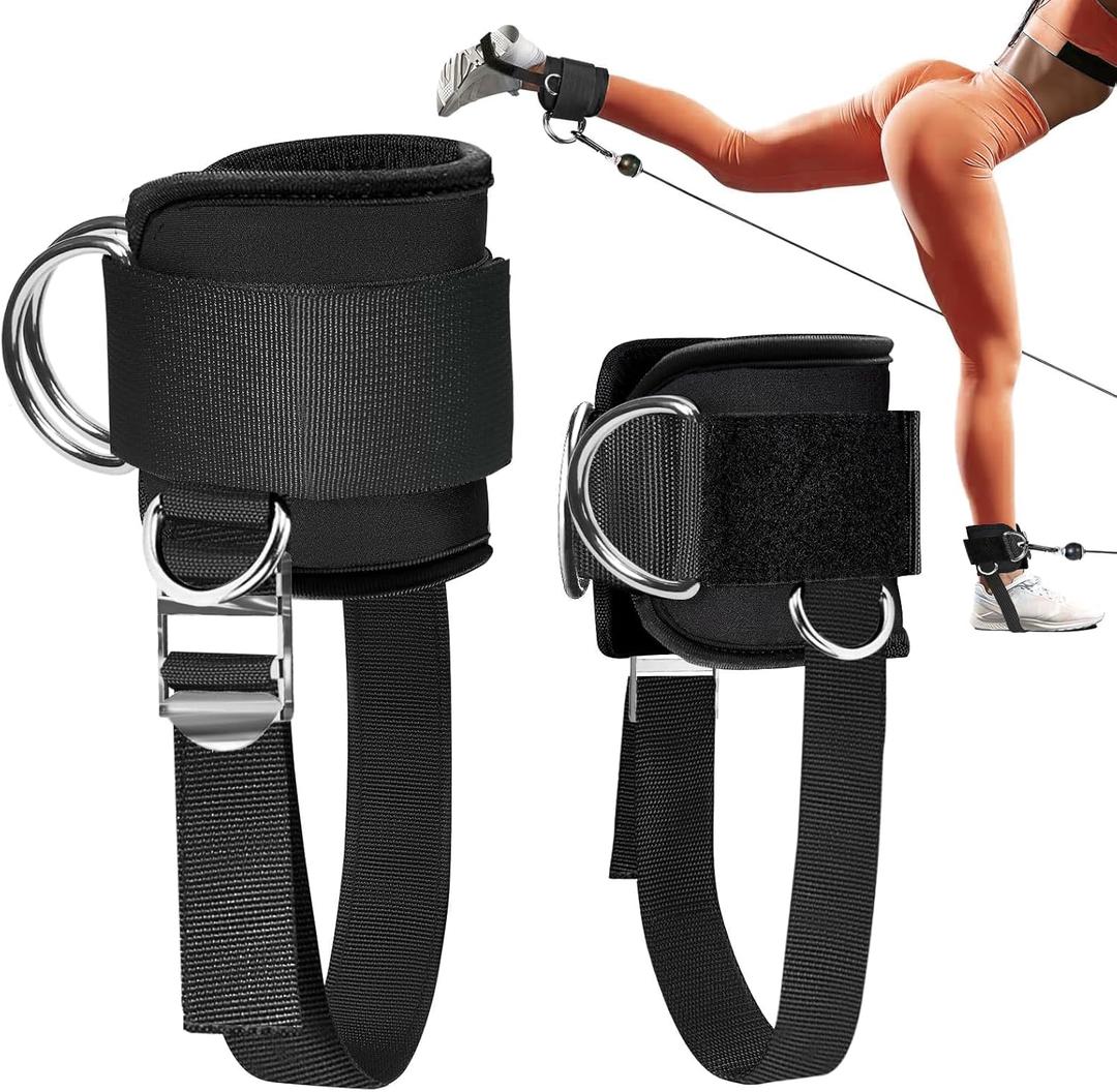 Upgrade Ankle Straps for Cable Machine (Pair), Comfortable Padded Neoprene Preventing Skin Chafing, Adjustable Ankle Cuffs Gym for Glute Kickbacks, Leg Extensions, Lift The Butt and Tone Legs for Women & Men