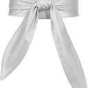 WHIPPY Women Obi Belt Fashion Wrap Around Wide Waistband Knotted Belt for Dress (Fits Waist Size 22"-28", 7-silver)