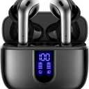 TAGRY Bluetooth Headphones True Wireless Earbuds 60H Playback LED Power Display Earphones with Wireless Charging Case IPX5 Waterproof in-Ear Ear buds with Mic for TV Smart Phone Laptop Computer Sports (Black)