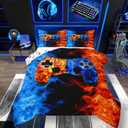 Erosebridal Gaming Comforter Set for Boys, Twin Bedding Set, Gamer Toddler Kids Bed Set, Blue Orange (Multi 25)