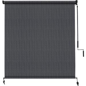 Amagenix Outdoor Roller Shade 6'(W) X 8'(H), Exterior Cordless Patio Shades Roll Up Outdoor Blinds with 90% UV Protection, Two-Section Poles with One-Piece Fabric, Blue Grey