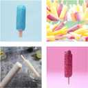 Set of 6 Stainless Steel Popsicle Molds Kit, Metal Popsicle Moulds,Homemade Ice Treat Makerwith 50 Wooden Sticks and 6 Silicone Seals and 20 Pop Bags,Cleaning Brush(Round)