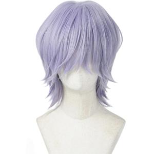Topcosplay Men's Anime Light Purple Short Hair Role Playing Wig Halloween Carnival Party Wig