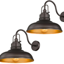 zeyu 2 Pack Gooseneck Barn Lights Outdoor, Outdoor Wall Sconces for Porch Patio, 18" Farmhouse barn Lights in Oil Rubbed Bronze Finish, 016-1BL-2 ORB, Large