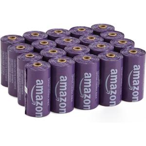 Amazon Basics Premium Lavender Scented Standard Dog Waste Bags, 300 Count (15 Pack of 20)