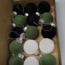 PullCrease 15 Pcs Velvet Christmas Ornaments 2.36 Inch Neutral Shatterproof Plastic Velvet Balls Flocked Ornaments for Christmas Tree Hanging Decorations (Black,White,Olive Green)