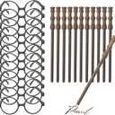 Wizard Theme Party Favors - Wand Pencils, Wizard Glasses with Round Frame No Lenses for Kid Student Magic Birthday Gift, School Party Supplies ,Halloween Decor,12pcs each