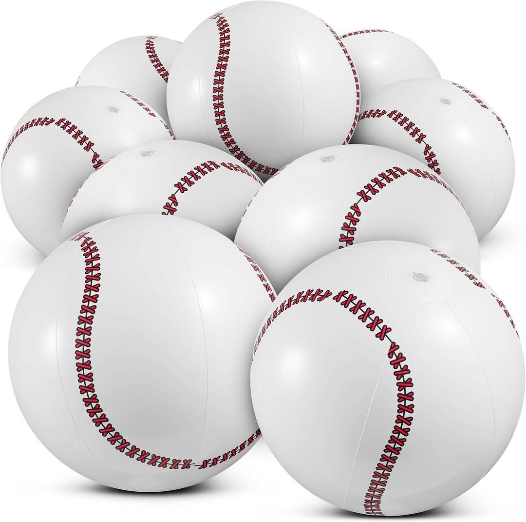 Bedwina Inflatable Baseball (Pack of 12) 16-inch, Baseball Beach Balls for Themed Party Decorations & Birthday Decor - Pool Ball Toys Party Favors & Goodie Bags Favors for Kids, Boys and Girls