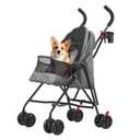 Pet Stroller Oxford Cloth Foldable Dog Strollers for Small Dogs and Cats Suitable for All Road Surfaces Wide-View Panoramic Window 4 Wheels with Brakes Portable Design, Easy to Store (Grey)
