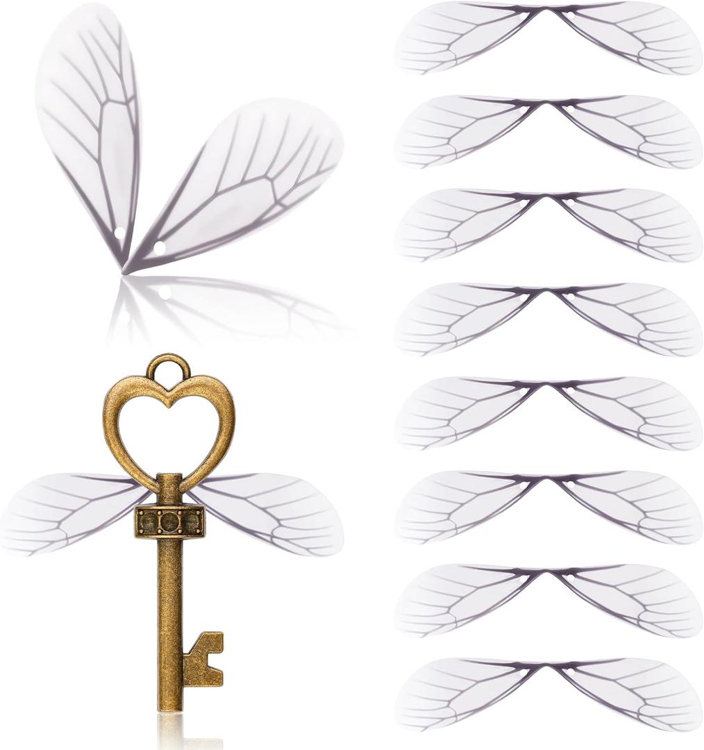 150 Pcs Dragonfly Wing Charms, White Artificial Dragonfly Flying Keys Charm Earring Charms DIY Wings Pendants for Flying Keys, Room Party Decorations, Jewelry Making