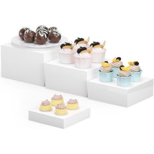 Acrylic Display Risers, 5-Sided Acrylic Riser with Hollow Bottoms,Perfect for Weddings,Cupcake Candy Food,Parties,Brunch,Buffet