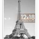 upsimples 12x18 Picture Frame, Display Pictures 11x17 with Mat or 12 x 18 Without, Wall Hanging Poster Frames, White, 1 Pack