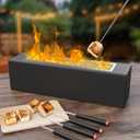 Tabletop Fire Pit - BUPPLEE Portable Mini Fire Bowl, Rectangular Alcohol Firepit, Concrete Tabletop Fireplace for Indoor & Outdoor, Patio, Balcony, Living Room, Camping (Black)