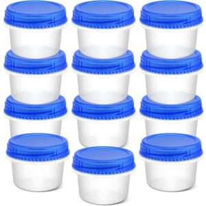 12 Pack Freezer Containers with Screw On Lids, 6 Oz Stackable Reusable Plastic Storage Container, Airtight Plastic Food Storage Containers with Twist Top Lids for Food Soup Jello Sauce