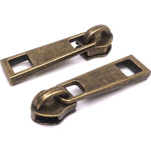 Goyunwell #5 Zipper Pulls Metal Antique Bronze for Nylon Coil Zippers 40pcs Brass Zipper Head Sliders for Purse and Bag Making Tent Bulk