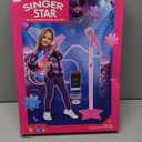 Guitar and Microphone Play Set for Girls, Karaoke Machine with Music & Light, Microphone Toys with Stand,Adjustable Height Guitar Toys for Kids,Toddlers,Child(Red)