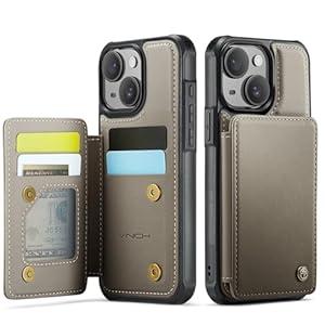 Vinich for iPhone 13 Wallet Case with Card Holder, RFID Blocking Credit Slots Kickstand Shockproof Phone Cover Fit for iPhone 13 6.1" Gray