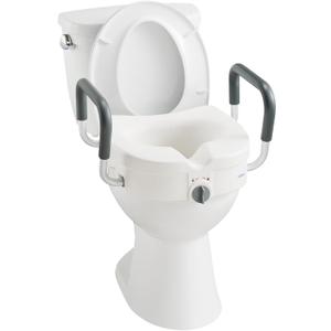 Raised Toilet Seat with Removable Padded Arms Adjustable Width 5" Toilet Seat Riser Supports 300lbs for Seniors, Pregnant, Handicap(N1FYT13-AZ)