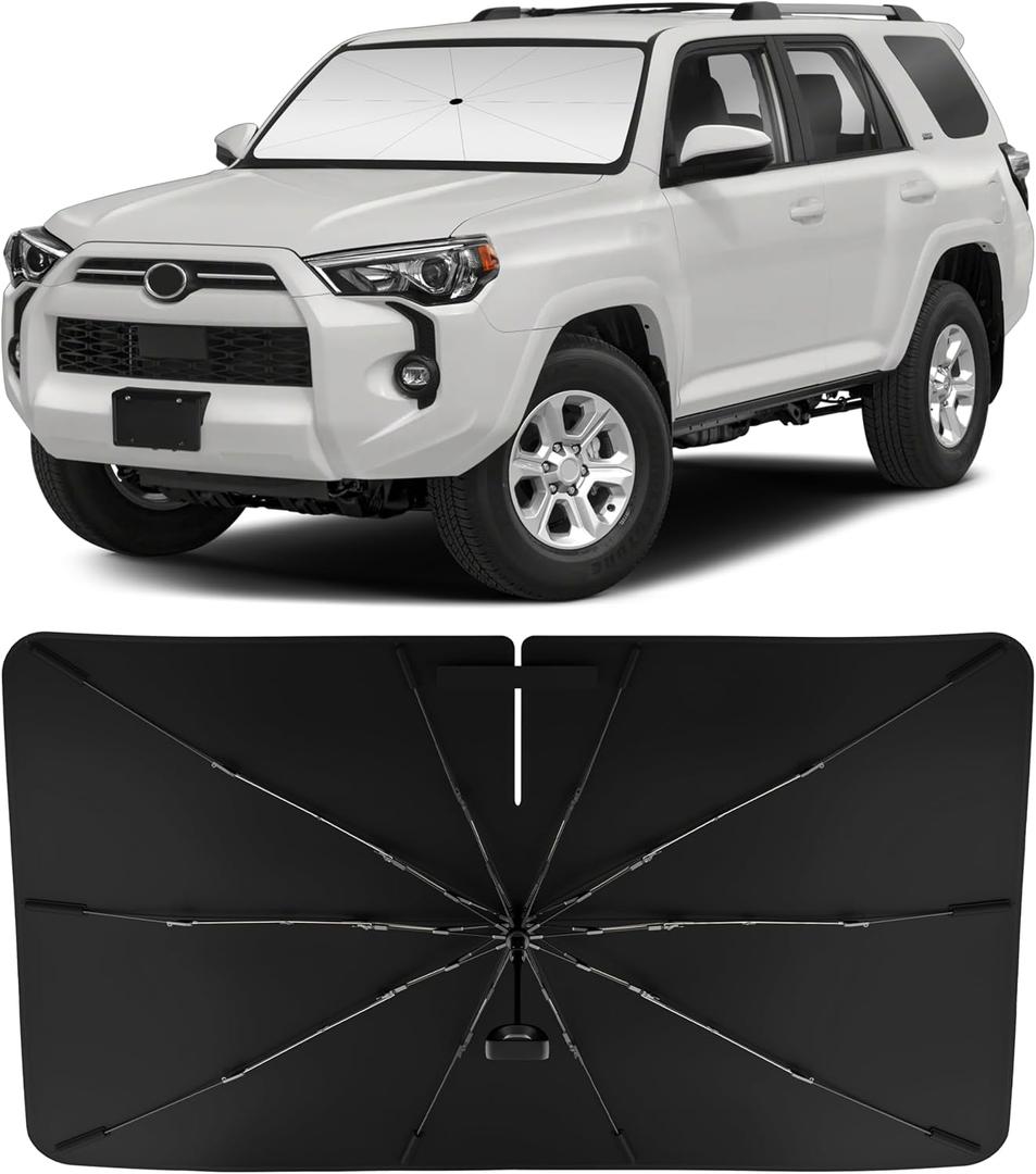 INSAUTO Windshield Sun Shade Umbrella for Toyota 4Runner 2010-2025, Foldable Front Windshield Sunshade with Storage Bag, Block Out UV Rays & Heat, Keep Car Cool