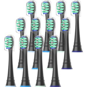 Replacement Heads Compatible with Sonicare Toothbrush, Replacement Brush Head for Philips Sonicare Electric Toothbrush 4100 5100 6100 9900 C2 W3 and More Click-on Handles 12 Black
