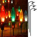 Ferraycle 24 Pack 10 Inches Christmas Light Stakes Metal Yard Lawn Tall Outdoor Christmas Light Stakes for Outside Yard Universal Xmas Pathway Lights on Yards(Black)