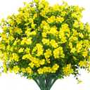 Grunyia Outdoor Artificial Flowers UV Resistant & Fade Proof, 12 Pack Realistic Fake Flowers for Garden, Patio, Lawn Decor - Weatherproof Plastic Plants(Yellow)