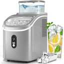 Countertop Ice Cube Maker Machine with External Water Tank,16Pcs/5Mins,34Lbs/Day,2 Ways to Add Water, Portable Compact Small Ice Maker with Self-Cleaning, Perfect for Home/Kitchen/Camping/RV
